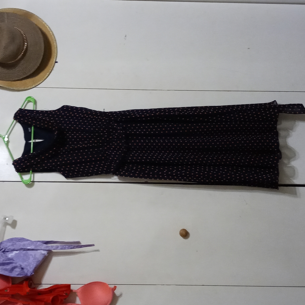 MSK dark blue with pink polka dot dress